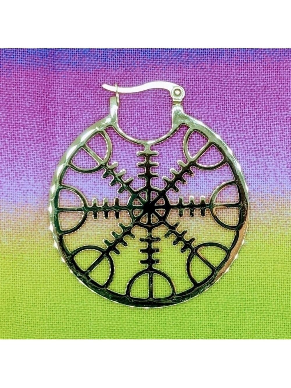 🐦‍⬛ Earrings--Helm of Awe, Ægishjálmr, Gold tone on Stainless Steel